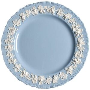 Wedgwood Etruria Queensware Embossed Blue Cream Dinner Plate 10”Shell Edge Set 6